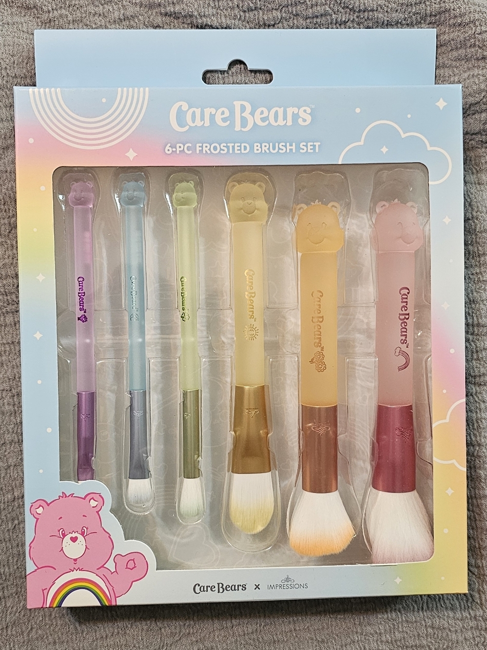 Care Bears 6-Piece Frosted Brush Set - Purple, Blue, Green, Yellow, Orange, Pink